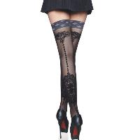 Straight socks silk stockings love Italy black lace print sexy transparent pattern women